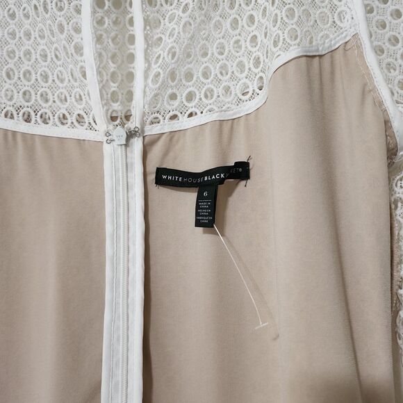 WHBM $200 Womens Guipure Lace Chemise Dress Size 6 Ecru Lined Tie-Belt Holiday - Picture 6 of 10